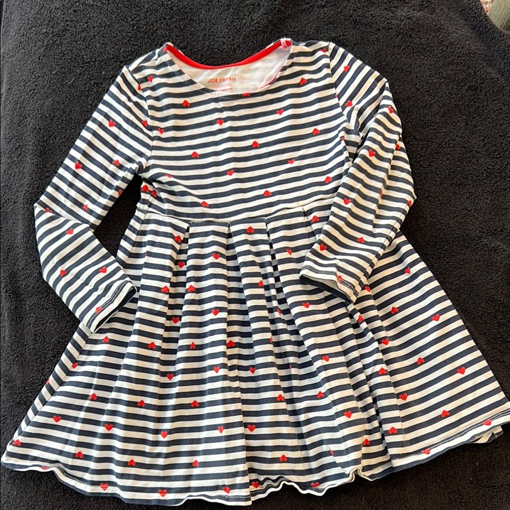 Joe Fresh Striped Kids Dress - Navy and Red